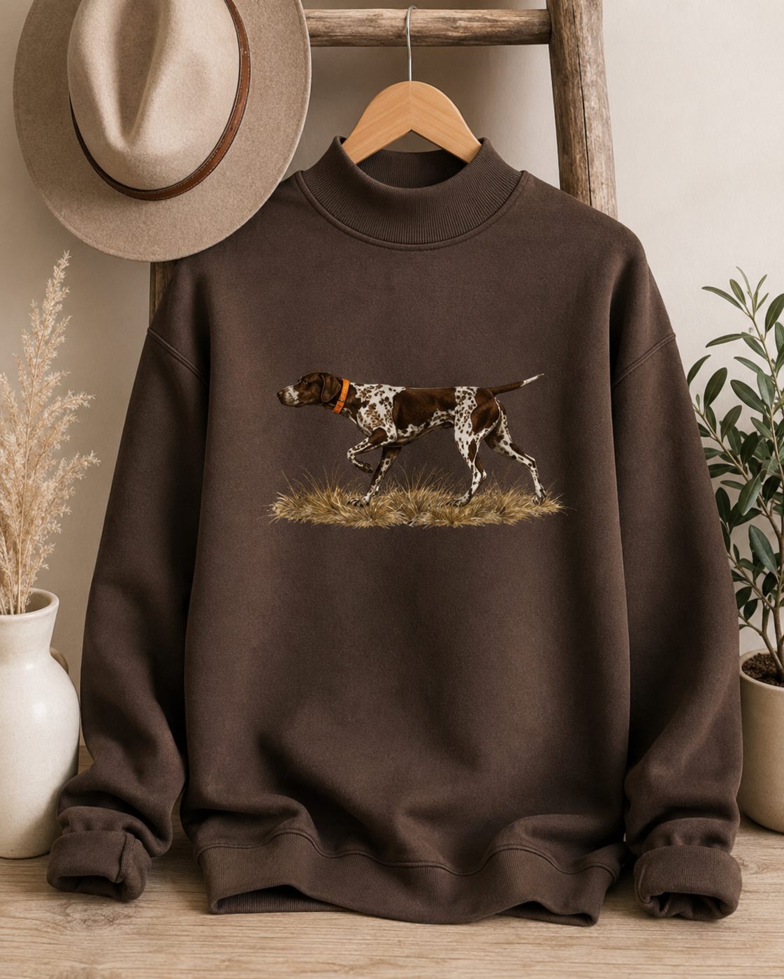 Pointer Dog Mockneck - Chocolate Brown