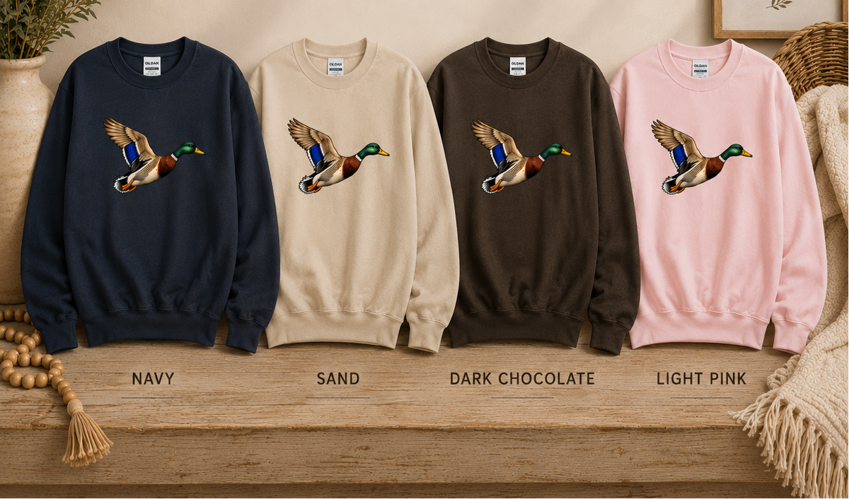 Mallard Duck Crewneck - Shown in all four colors