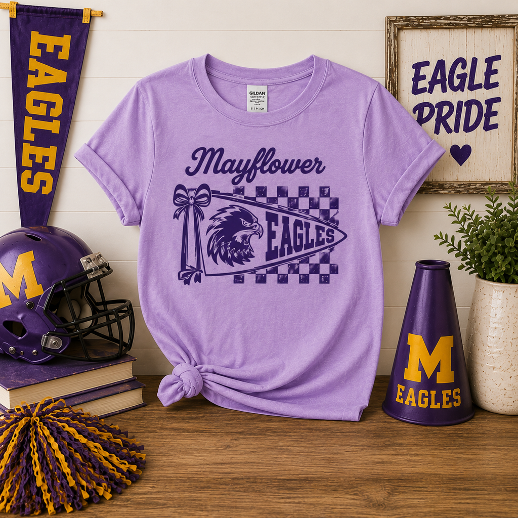 Mayflower Pennant youth tee in Purple