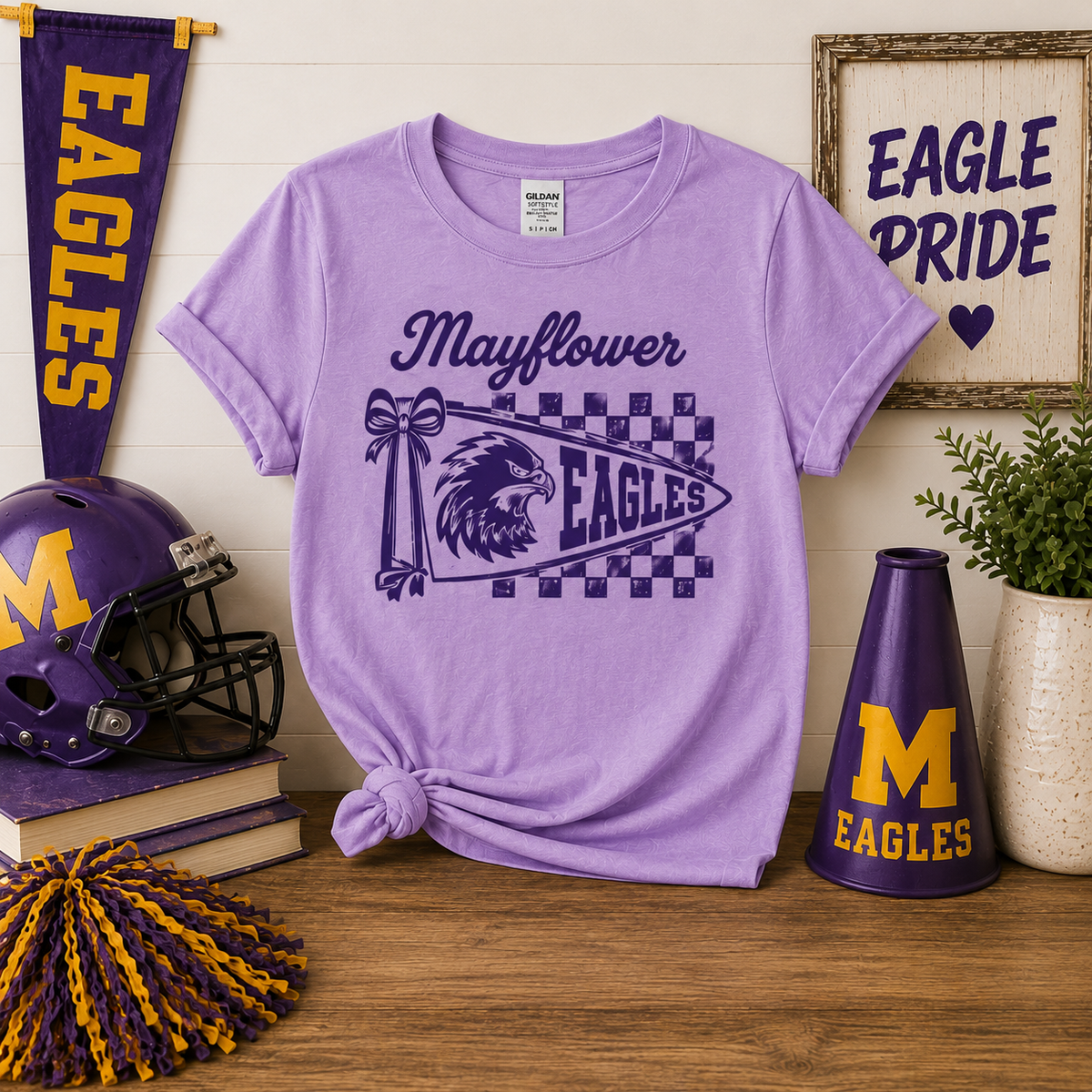Mayflower Pennant youth tee in Purple