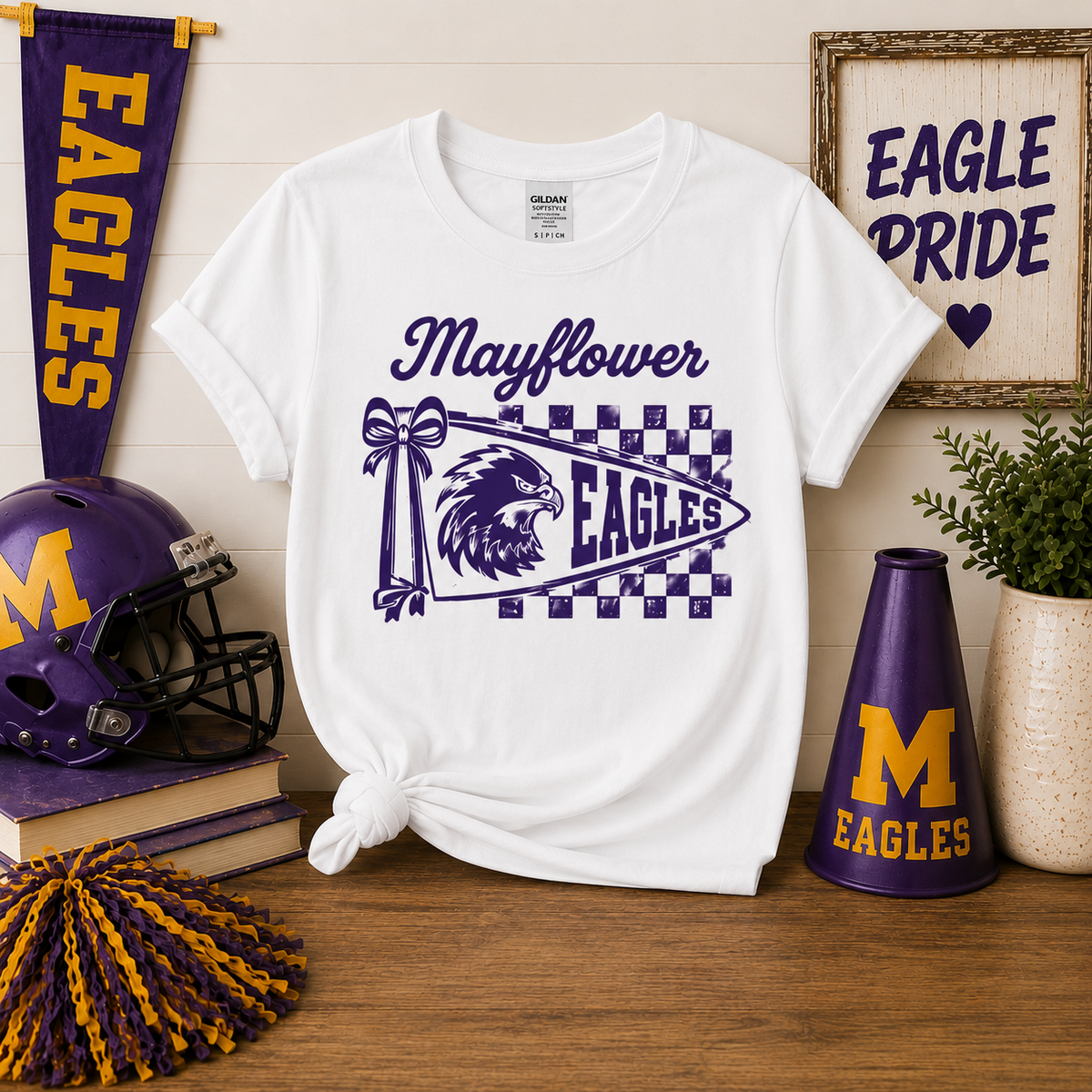 Mayflower Pennant youth tee in White
