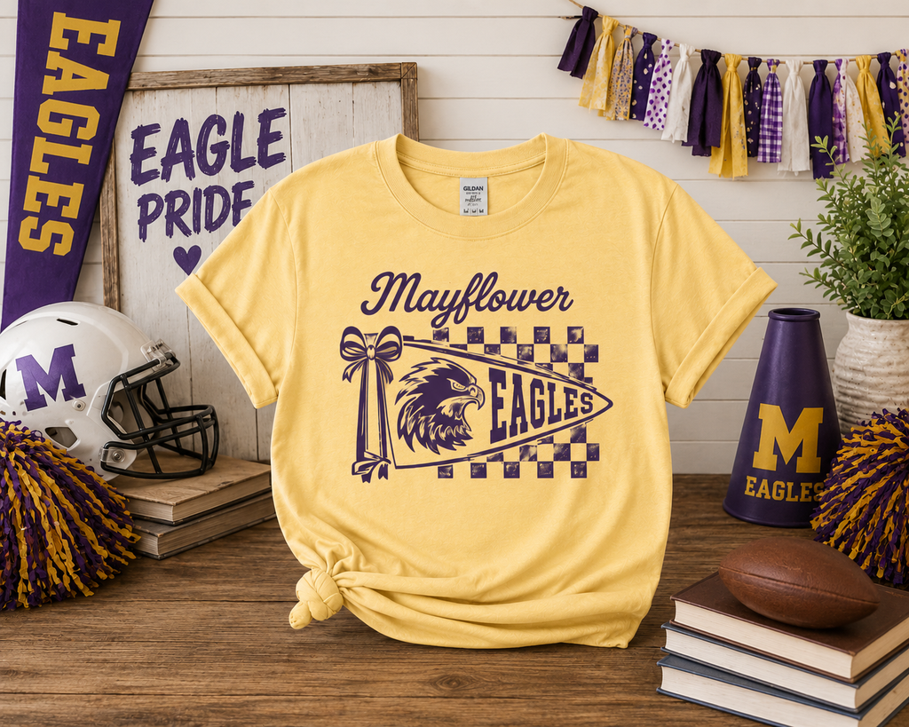Mayflower Pennant youth tee in Daisy Yellow