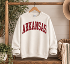white Arkansas crewneck sweatshirt with red lettering