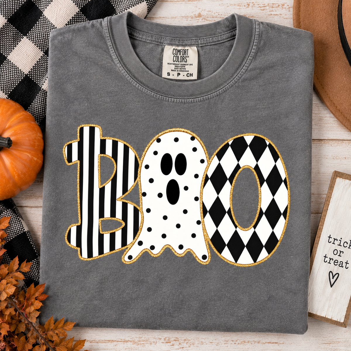 Boo Comfort Colors tee - Gray