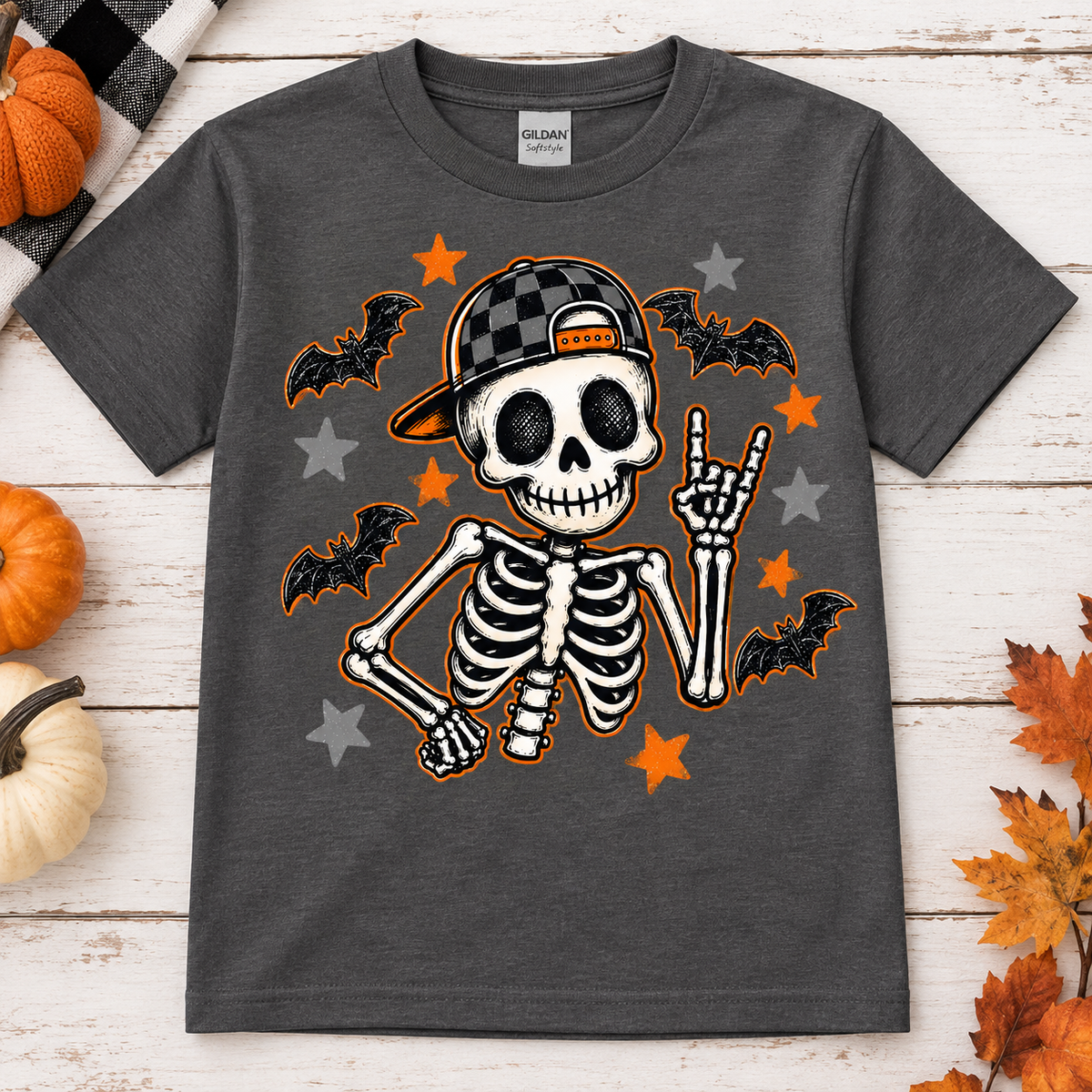 Boys Skeleton Tee - Charcoal