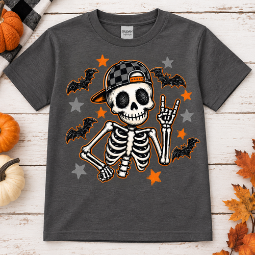 Boys Skeleton Tee - Charcoal
