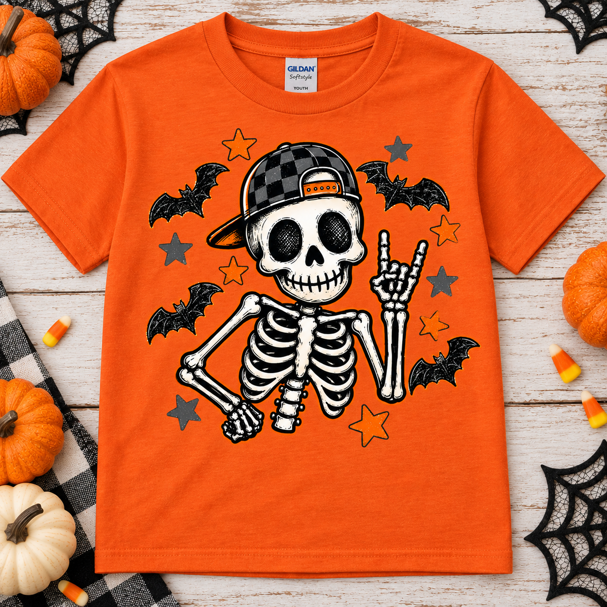 Boys Skeleton Tee - Orange