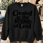 Black sweatshirt with black Created in the Image of God design