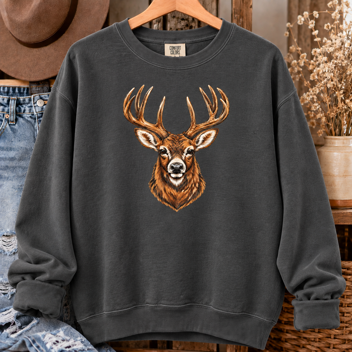 Pepper Deer Comfort Colors sweatshirt