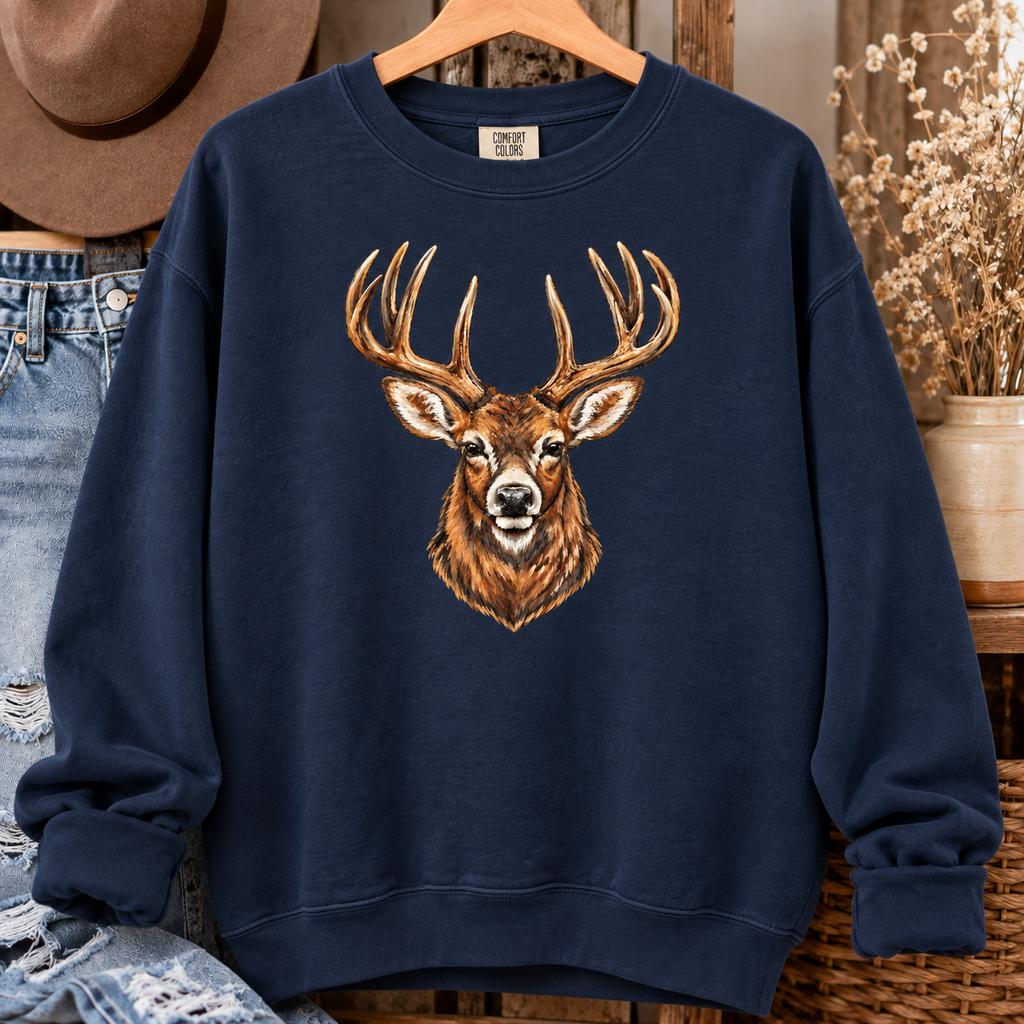 True Navy Deer Comfort Colors sweatshirt