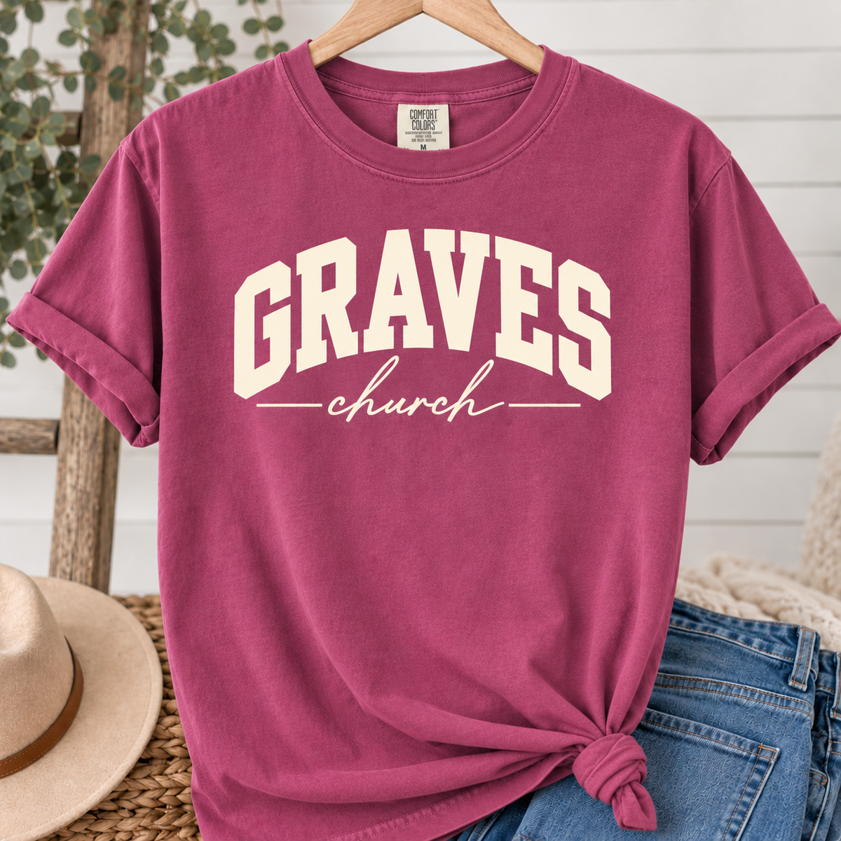 Graves Church Comfort Colors T-shirt - Berry
