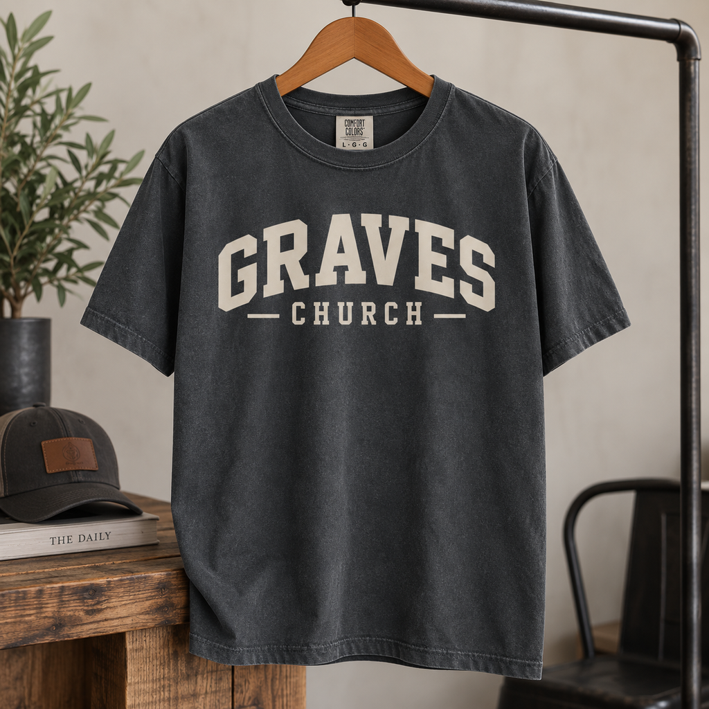 Graves Church Comfort Colors Tee in Graphite
