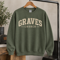 Graves Church Gildan sweatshirt in military green