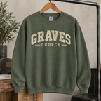 Graves Church Gildan sweatshirt in military green