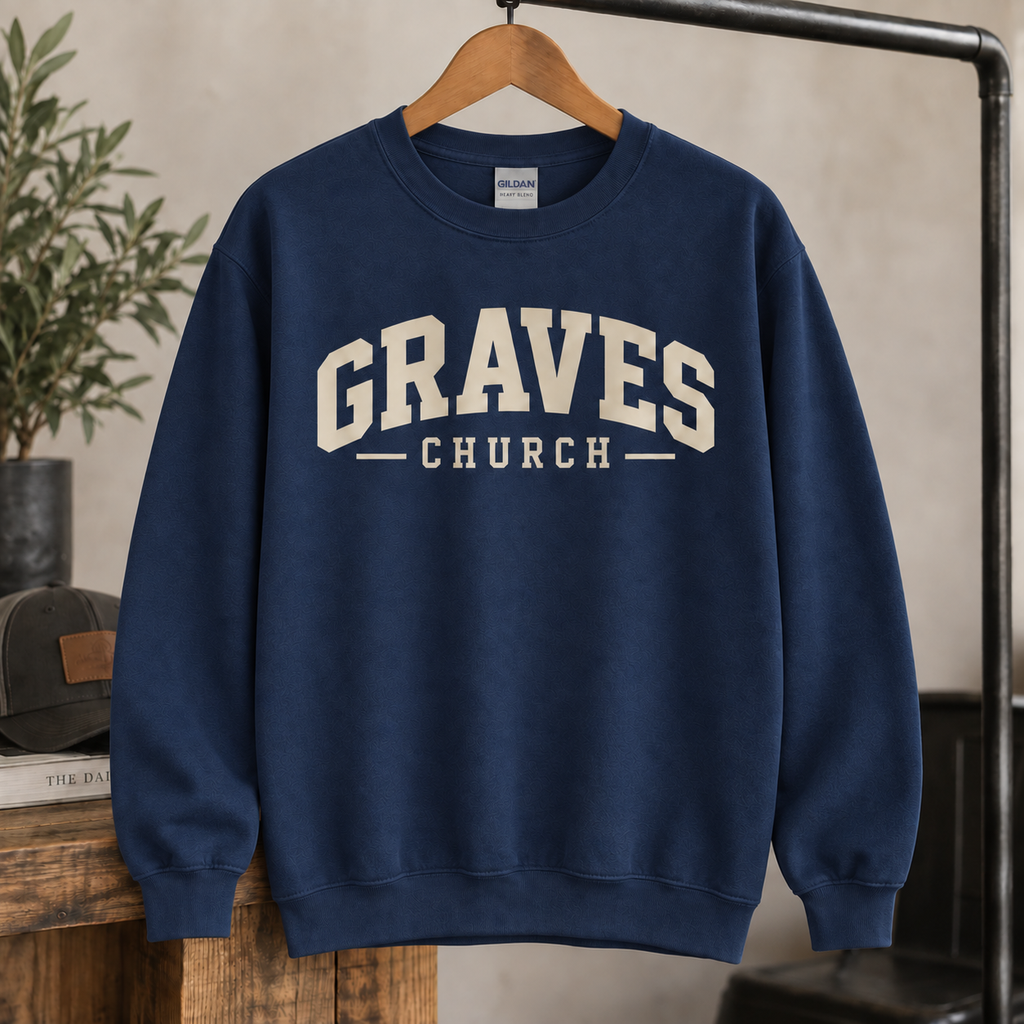 Graves Church Gildan sweatshirt in navy