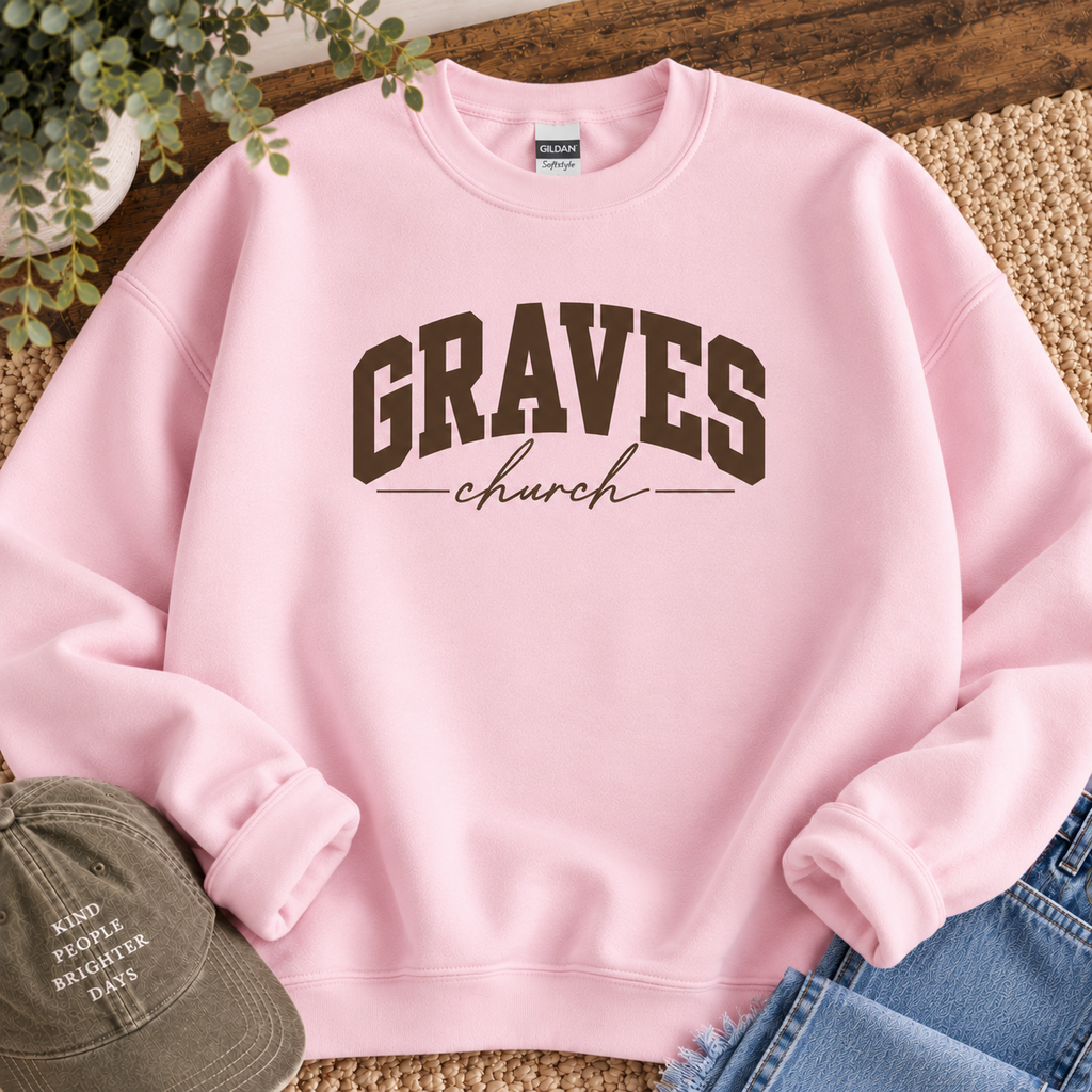 Graves Church Gildan Softstyle sweatshirt - Light Pink