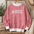 HOGS red striped mock neck with smaller HOGS lettering