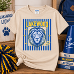 Lakewood Lions striped Gildan Softstyle tee in Sand