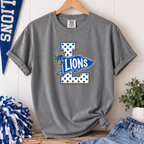 Lakewood Lions polka dot Comfort Colors tee in gray