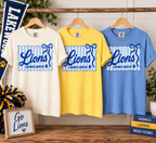 Lakewood striped bow Comfort Colors tees in Ivory, Citrus, and Mystic Blue