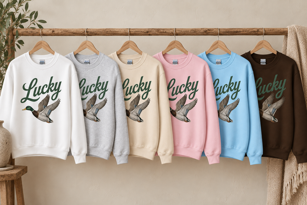 Lucky Duck Gildan Sweatshirt in all six colors