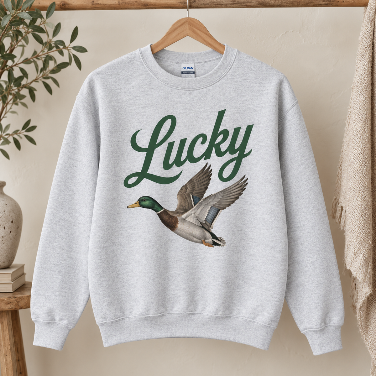 Lucky Duck Gildan Sweatshirt in Ash