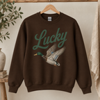 Lucky Duck Gildan Sweatshirt in Dark Chocolate