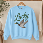Lucky Duck Gildan Sweatshirt in Light Blue