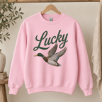 Lucky Duck Gildan Sweatshirt in Light Pink