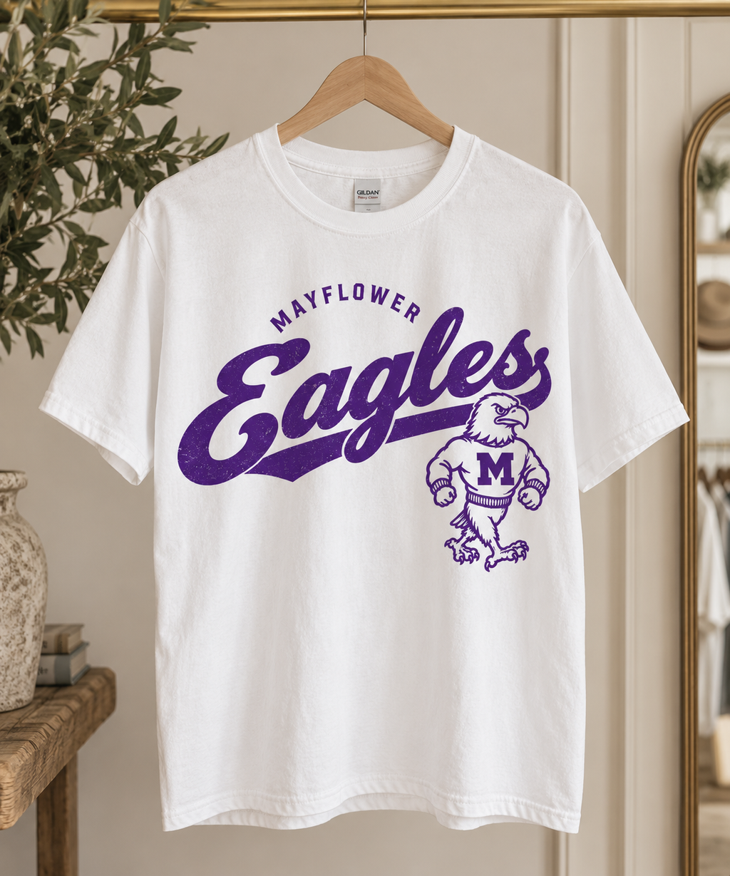 Mayflower Eagles Vintage Gildan Tee - white