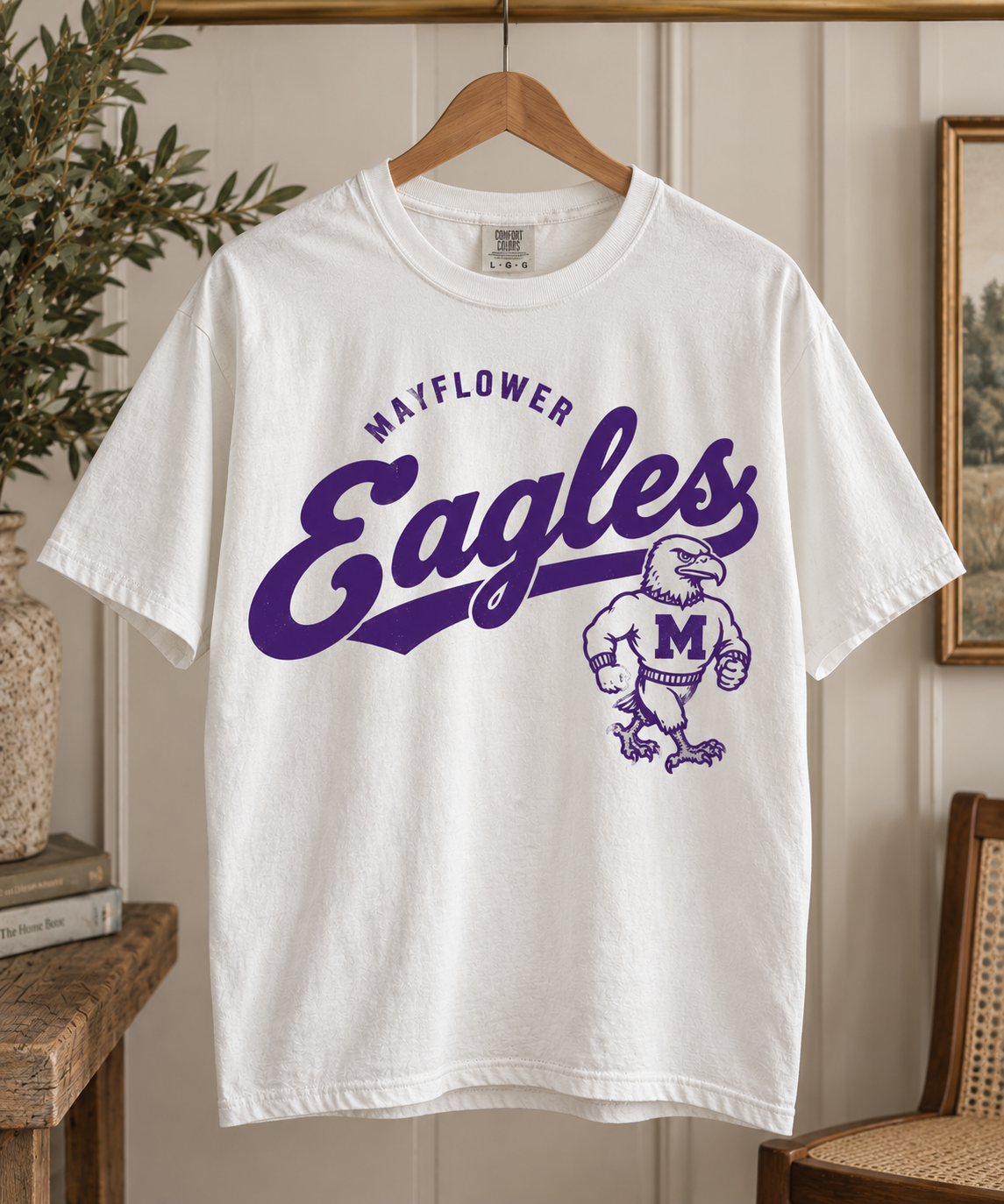 Mayflower Eagles Vintage Comfort Colors Tee in white