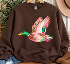 Pink Mallard Gildan Sweatshirt - Dark Chocolate