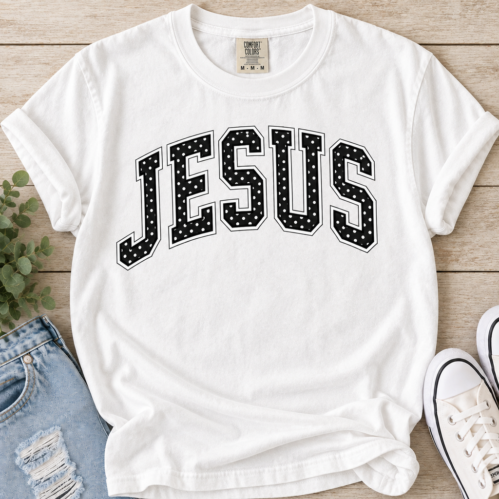 White Polka Dot Jesus Comfort Colors T-shirt