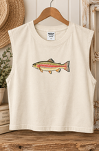 Rainbow Trout Muscle Tank - Faded Cream