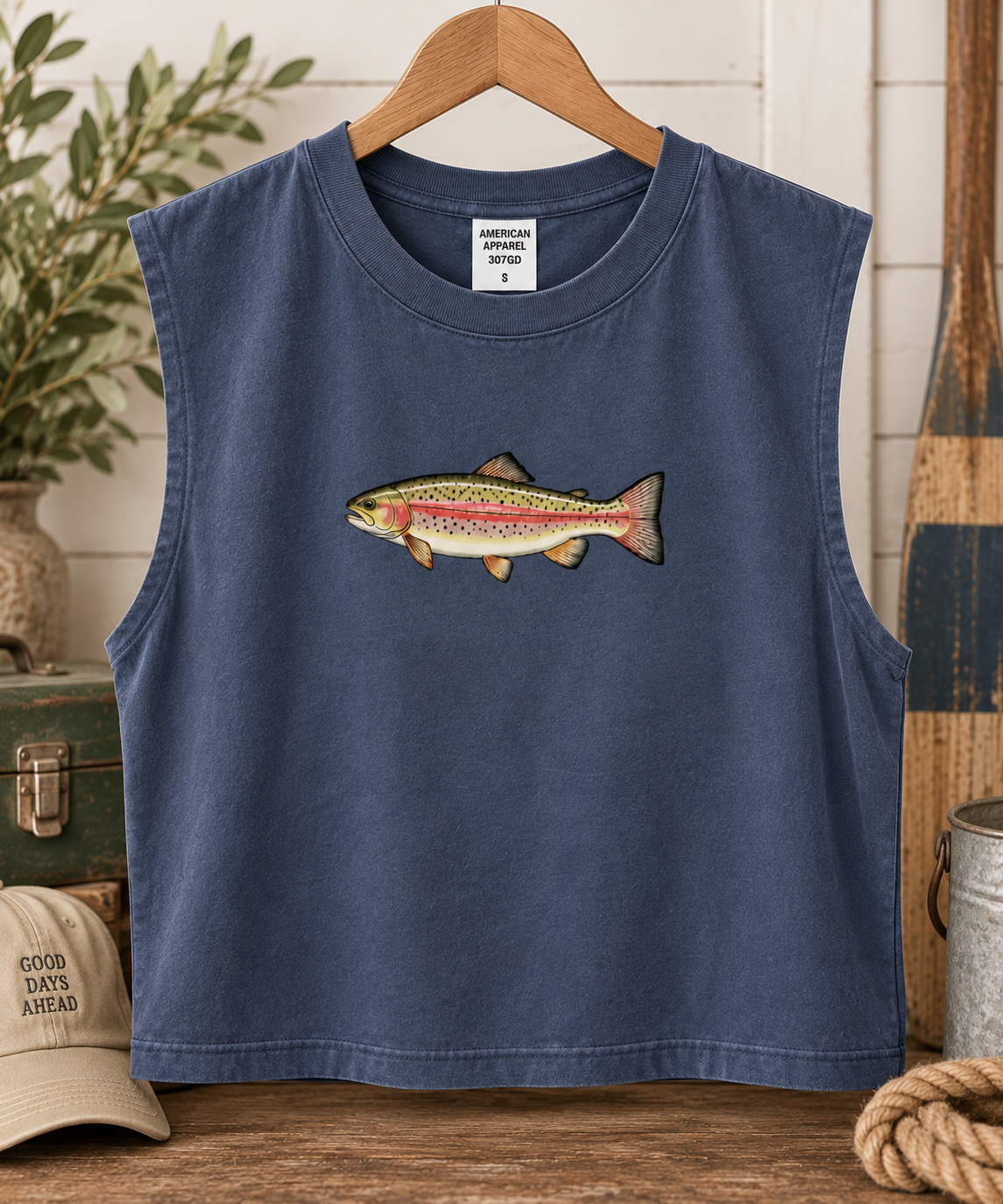 Rainbow Trout Muscle Tank - Faded Navy