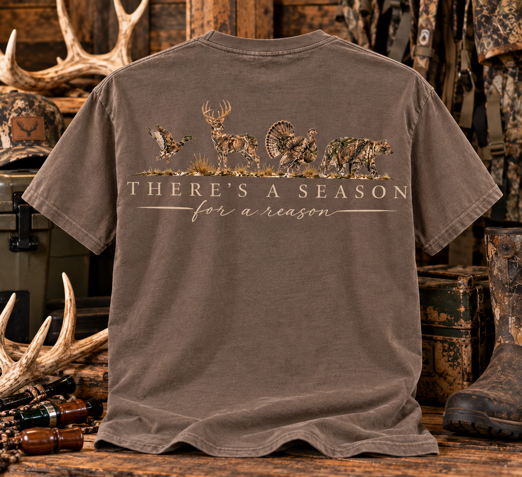 There's a Season for a Reason Gildan Tee - Cocoa Mist