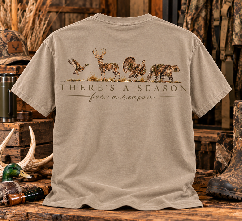 There's a Season for a Reason Gildan Tee - Dune Mist