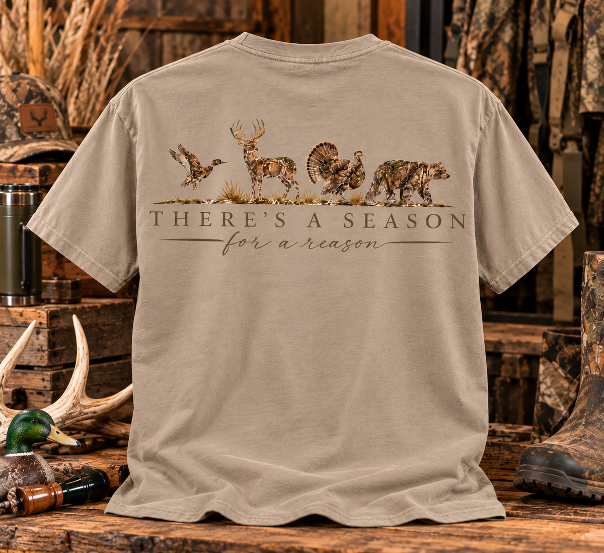 There's a Season for a Reason Gildan Tee - Dune Mist