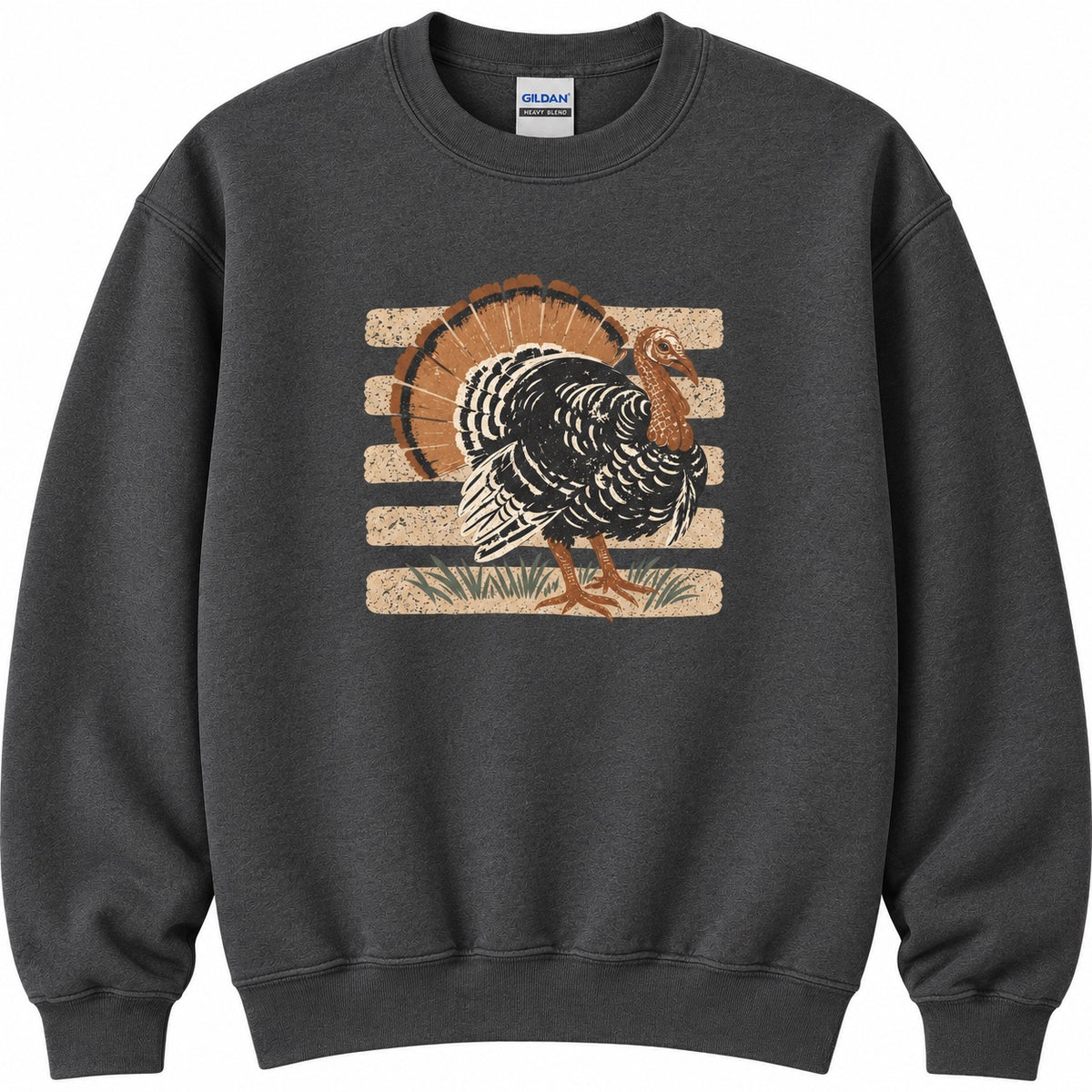 Striped Turkey Gildan sweatshirt in Charcoal