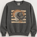 Striped Turkey Comfort Colors sweatshirt in Pepper
