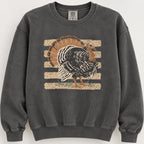 Striped Turkey Comfort Colors sweatshirt in Pepper