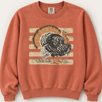 Striped Turkey Comfort Colors sweatshirt in Terracotta