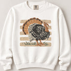 Striped Turkey Comfort Colors sweatshirt in White