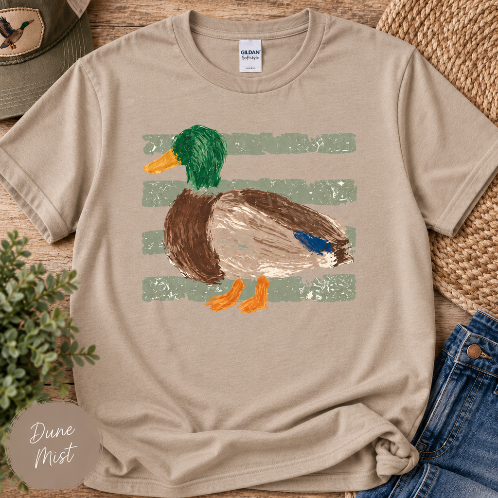 Watercolored Mallard Tee - Dune Mist
