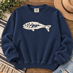 White Fish Comfort Color sweatshirt in True Navy