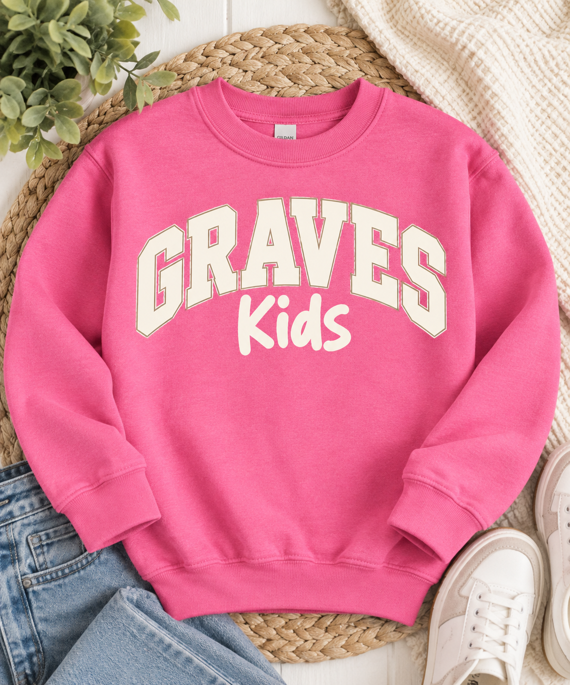 Youth Graves Kids Sweatshirt - Safety Pink
