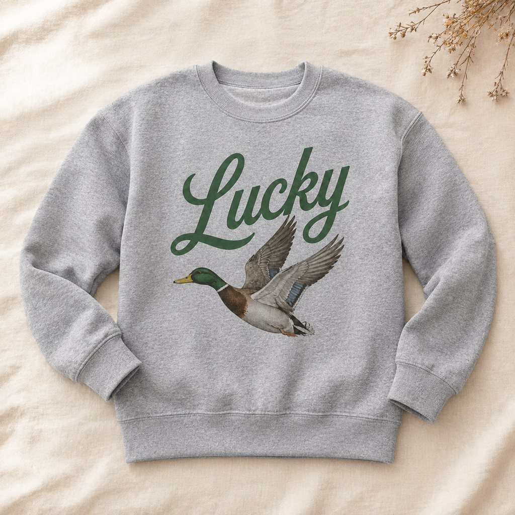 Youth Lucky Duck Sweatshirt in Sport Gray